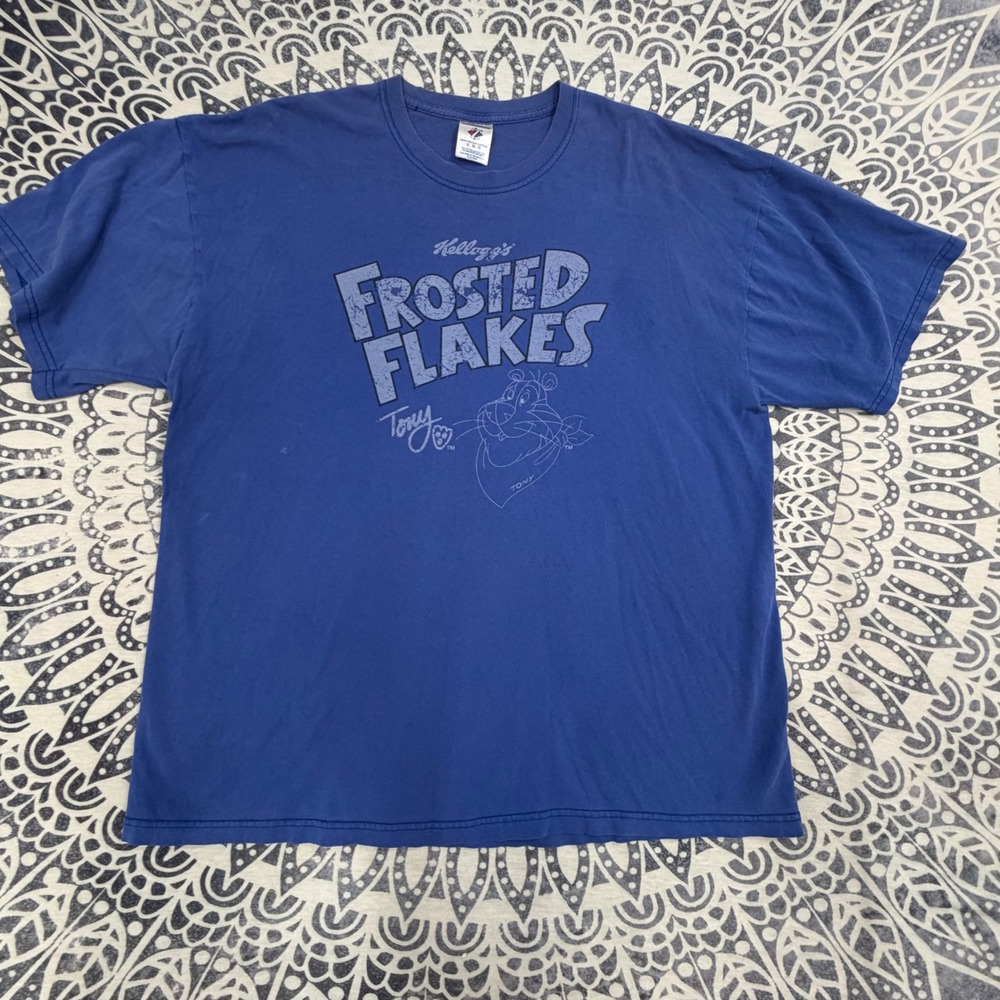 Jerzee Kellogg Frosted Flakes Tony the Tiger Blue Graphic T-Shirt XL Heavyweight